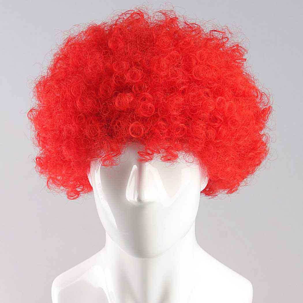 flagwigs, football wigs, fan wigs, afro wigs, mullet wigs, bob wigs, euro wigs,  premier league wigs,Red Afro Wig