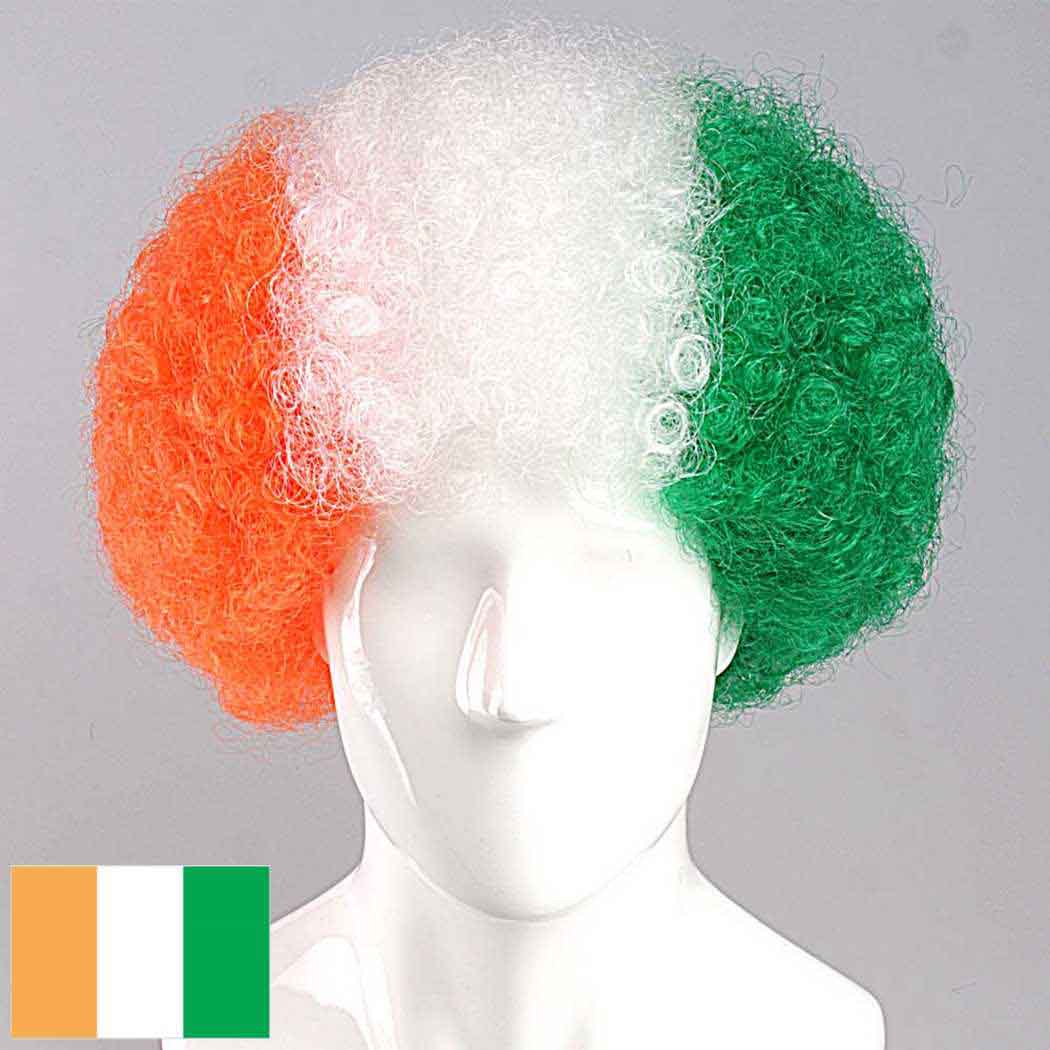 flagwigs, football wigs, fan wigs, afro wigs, mullet wigs, bob wigs, euro wigs,  premier league wigs,Ivory Coast Afro Wig