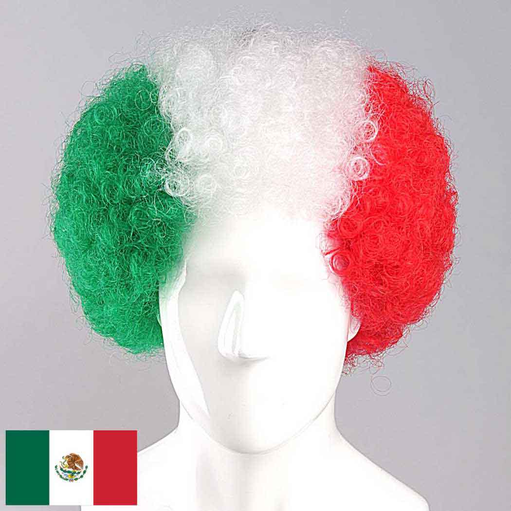 flagwigs, football wigs, fan wigs, afro wigs, mullet wigs, bob wigs, euro wigs,  premier league wigs,Mexico Afro Wig