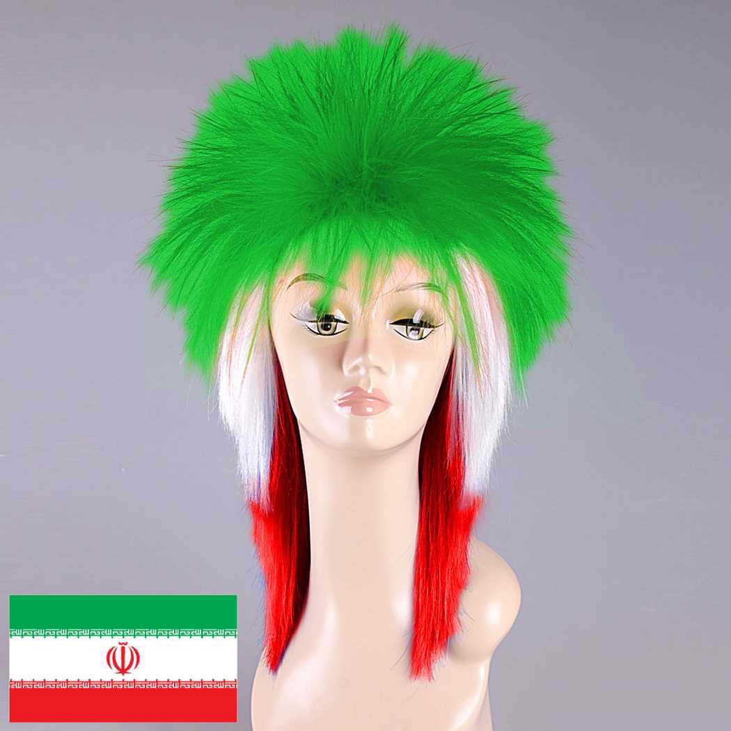 flagwigs, football wigs, fan wigs, afro wigs, mullet wigs, bob wigs, euro wigs,  premier league wigs,Iran Mullet Wig